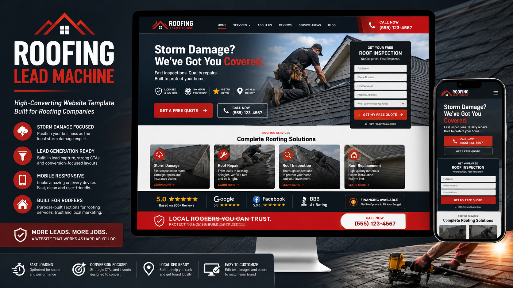Roofing Lead Machine template preview